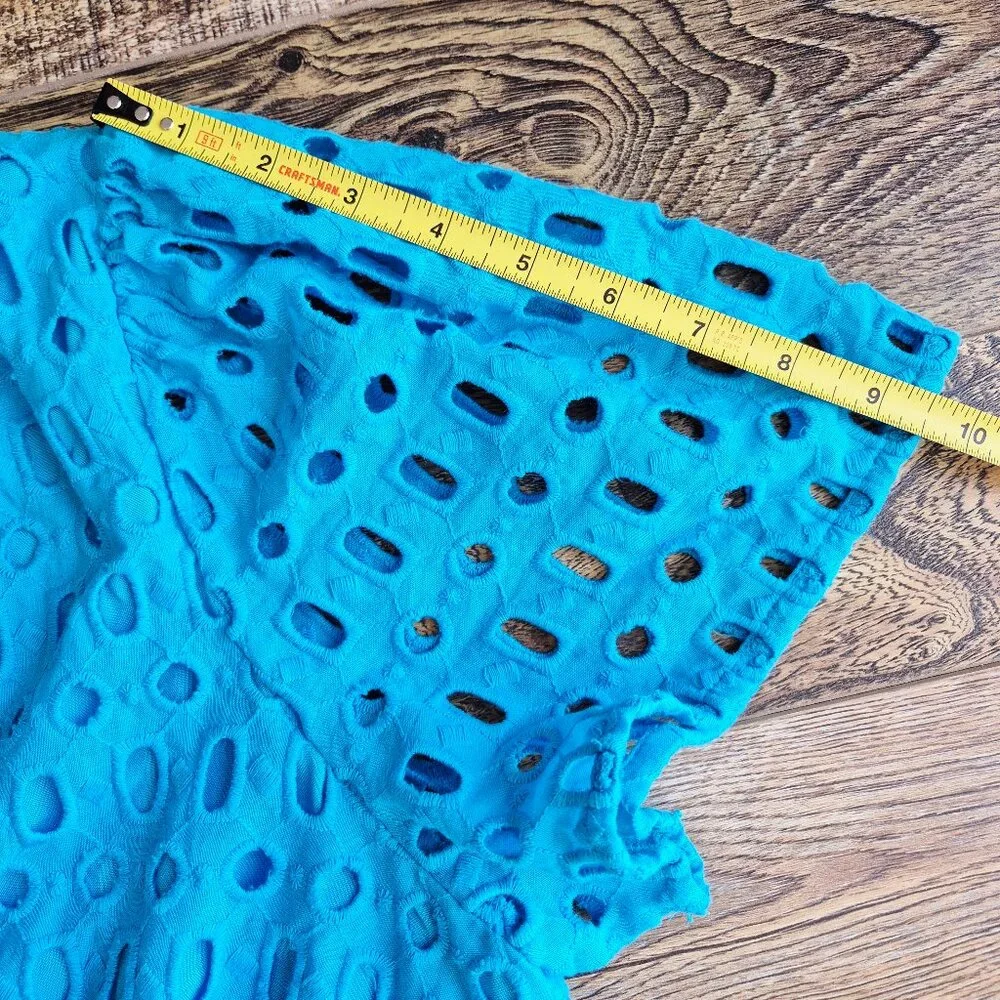 EUC Anthropologie Somerset Eyelet Edition Maxi Dress Short Sleeve Pocket Blue - Picture 14 of 16